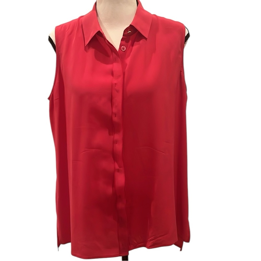 Donna Karan New York Silk Sleeveless Blouse Size med large hot pink fuchsia